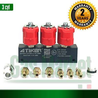 Atiker Gas Injector 3 cyl - รางหัวฉีดแก๊ส ยี่ห้อ ATIKER 3 สูบ สำหรับแก๊ส LPG/CNG ระบบหัวฉีด