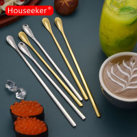 Houseeker ช้อนสเตนเลสสตีลยาวจับคน,ช้อนน้ำผึ้งชาเย็นช้อนกาแฟบาร์อุปกรณ์ครัว