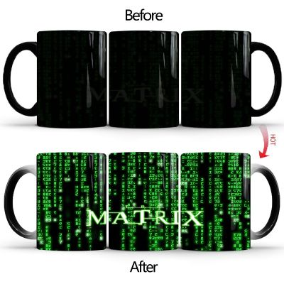 350ml The Matrix Magic Coffee Mug Creative Color Change Heat Sensitive Mug Tea Milk Ceramic Cup Best Gifts For Friends