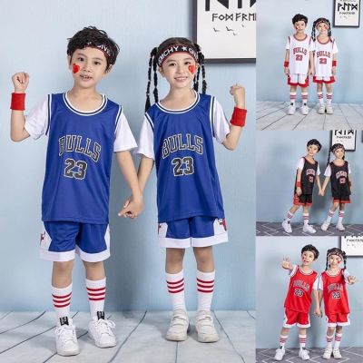 Chicago Bulls No.23 Michael Jersey Kids Fake Two Pieces Basketball Uniform Suits