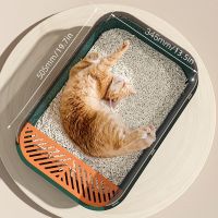 Semi-Enclosed Large Litter Box SplashproofCat Toilet Cat Supplies Cat Bedpan Enclosed Sandbox for The Cats Domestic Cat Sandbox