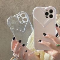 Korean Style Cartoon Cute Heart-shaped Phone Case For iPhone 14 13 12 11 Pro Max XS XR 7 8 plus Soft Clear Lens Protection Cover