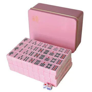 40mm Mahjong Set High Quality Mahjong Cute Pink Table Games 144pcs Mahjong  Tiles Chinese Funny Family Table Board Game with Box