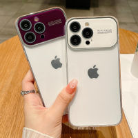 เคสโทรศัพท์กระจกใสสำหรับ iPhone 14 13 12 Pro สูงสุดพร้อมฟิล์มเลนส์กล้องถ่ายรูปหน้าต่างปกป้องแบบเต็มเคสสำหรับ14 13 12ภาพด้านหลังโปร่งใสเคส DIY