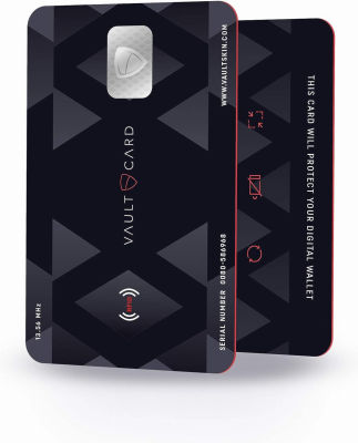 Vaultskin VAULTCARD - RFID Blocking &amp; Jamming Credit &amp; Debit Card Protection for your wallet and passport/NFC Jamming card, protects several cards at the same time