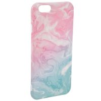 Art Glossy Granite Marble Soft TPU Phone Case Cover For iPhone 6 / 6s Pink + blue &amp; green