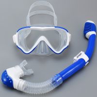 Blue-White Set New Kids Diving Mask Childrens HD Scuba Snorkel Goggles Set Small Face Snorkel Tube Kid Diving Goggles Swimming