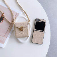 เคสครอบโทรศัพท์หนัง TPONE สำหรับ Samsung Galaxy Z FLIP5 4 3 Crossbody สายคล้อง Tali Bahu