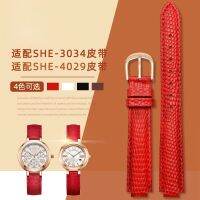 ◈♙ สายนาฬิกา สำหรับ Casio ยกปาก สายนาฬิกา She3034 4029 ซีรี่ส์ สายนาฬิกาหนัง เข็มขัดสำหรับเปลี่ยนสำหรับผู้หญิง สีแดง