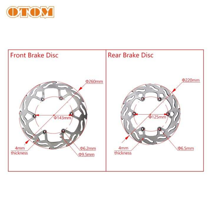 otom-รถจักรยานยนต์ด้านหน้า260มม-หลัง220มม-โรเตอร์จานเบรค6รูจานเหล็กกล้าสำหรับ-ktm-sx-xc-exc-xcw-husqvarna-tc-fc-tx-fx-te-fe