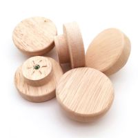 ✗♞✇ 4PCS Oak Round Handle Dia 30/40/50mm Natural Wooden Cabinet Pulls For Wardrobe Kitchen Cupboard Shoebox Knobs Furniture Hardware