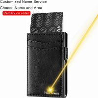Bisi Goro RFID Credit Card Case Blocking Automatic Wallet Genuine Leather Pop Up Wallets for Cards Customized Smart Purse Men Card Holders