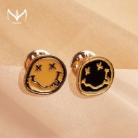 MUZHI Enamel Metal Smiley Face Brooch Pin For Women Black Yellow Cute Smile Pins Men Team Badge Brooch Jewelry Accessories Gifts