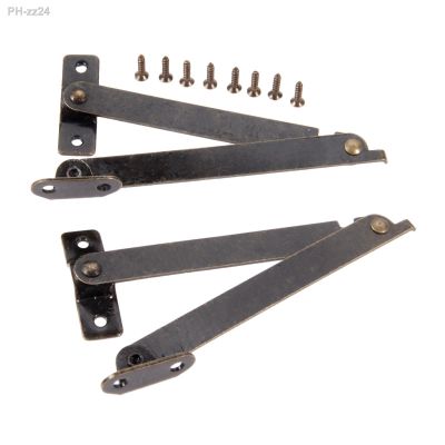 【LZ】 2pcs Lid Support Hinges Stay Antique Bronze 108mmx11mm Iron decor hinge Box Furniture Hardware Cabinet Door Kitchen with screws