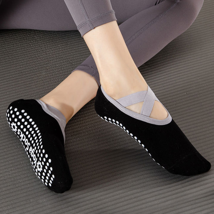 ถุงเท้าพิลาทิส-ถุงเท้ากันลื่น-โยคะ-ถุงเท้าโยคะ-ถุงเท้ากีฬา-มีปุ่มกันลื่น-ดีไซน์สวย-women-dance-sock-ถุงเท้าออกกำลังกาย-มี-4-สีให้เลือก-ใส่สบาย
