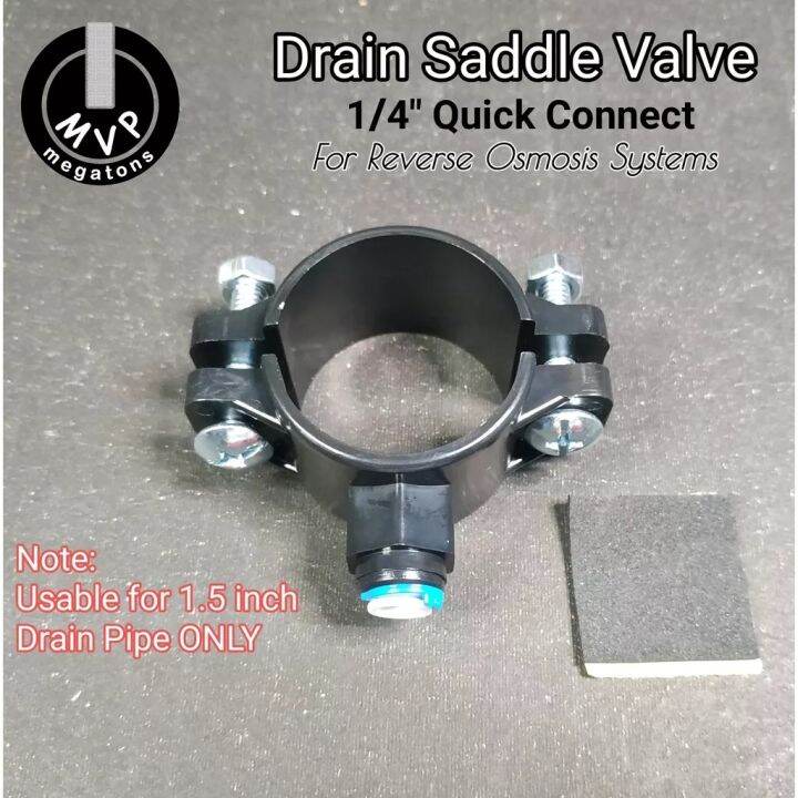 Drain Saddle Valve 1/4" OD Quick Connect for 1.5 Inch Sink Pipeline RO Waste Water Discharge