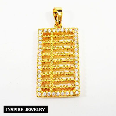 Inspire Jewelry ,จี้ลูกคิด ร่ำรวย นำโชค ฝังเพชร งานจิวเวลลี่ design หุ้มทองแท้ 100% 24K สวยหรู พร้อมถุงกำมะหยี่
