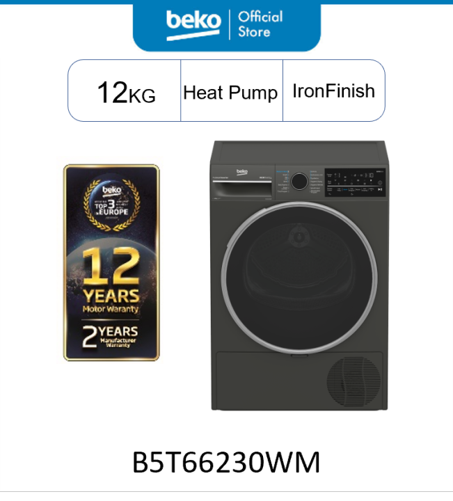 Beko 12KG Heat Pump Tumble Dryer B5T66230WM with Aquawave and ...