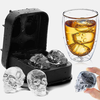 3D Skull แม่พิมพ์ซิลิโคน Ice Cube Maker ช็อกโกแลตแม่พิมพ์ถาดไอศกรีม DIY เครื่องมือวิสกี้ไวน์ค็อกเทล Ice Cube ขายดีที่สุด