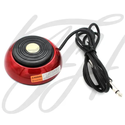 ฟุตสวิทช์ กลมสีแดง อุปกรณ์สักคุณภาพสูง สวิตซ์เท้าเหยียบ มืออาชีพ เชื่อมต่อกับหม้อแปลงไฟฟ้า ใช้กับตัวจ่ายไฟได้ทุกรุุ่น AVA Round Red Color Foot Switch Foot Pedal