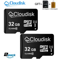 Clouddisk 2แพ็คไมโครการ์ด SD 64GB C10การ์ดหน่วยความจำแฟลช A1 32GB V30 U3การ์ด Sd ขนาดเล็ก3C-Group มีลิขสิทธิ์สำหรับกล้องแท็บเล็ตโทรศัพท์