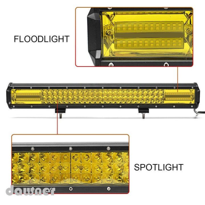 22นิ้ว648w-สีเหลืองรถทำงานไฟ-led-แถบแสงสามแถวสำหรับยานพาหนะออฟโร้ด