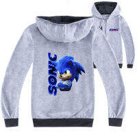 Sonic The Hedgehog เด็กทารกแจ็คเก็ตสาวผ้าฝ้าย + โพลีเอสเตอร์เสื้อผ้าเด็ก Hooded Zipper Sweatshirt สาวฤดูใบไม้ผลิและฤดูใบไม้ร่วงแขนยาวสีดำ/ สีเทา Lesure