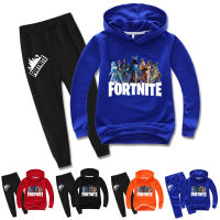 Fortnites สาวแขนยาวผ้าฝ้าย + โพลีเอสเตอร์เสื้อกันหนาว + กางเกงแฟชั่นเด็กเสื้อผ้าฤดูใบไม้ร่วงการ์ตูนเสื้อกันหนาวหมวกและกางเกงชุดสำหรับสาวๆหนุ่มๆ