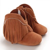 【hot】！ winter warm moccasins fringed shoes baby non-slip toddler fashionable  boots