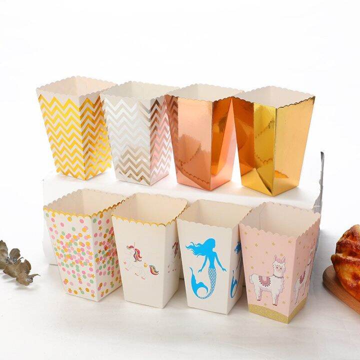 Party Paper Popcorn Boxes Rose gold Pop Corn Candy Sanck Favor Bag Xmas Wedding Kid Birthday