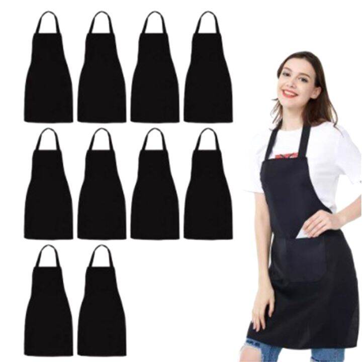 10-pack-bib-apron-unisex-black-apron-bulk-with-2-roomy-pockets-machine-washable-for-kitchen-crafting-bbq-drawing