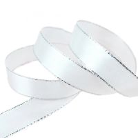 (25 Yards/roll) White Silver Edge Satin Ribbon Home Decoration Wholesale Gift Handmade DIY Christmas Ribbons (6/10/25mm) Gift Wrapping  Bags