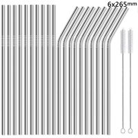 20Pcs 10.5 Inch Drinking Straws Reusable Straws Set 25cm Super Long 304 Stainless Steel Straws for Bar Cocktail Metal Straw Specialty Glassware