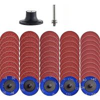 50Pcs Mixup 2 Inch Roll Lock Quick Change Discs Set Sanding Discs with 1/4 Holder Grind Polish Finish Burr Rust Paint Removal