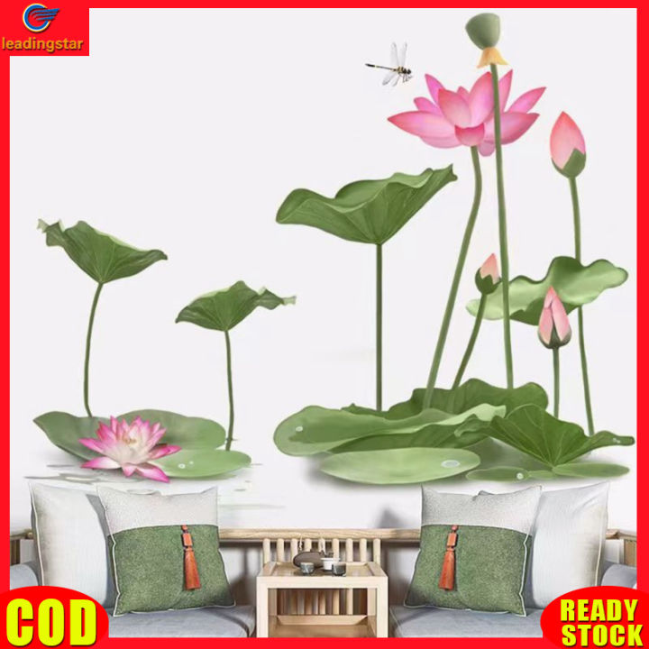 leadingstar-rc-authentic-chinese-style-lotus-flower-wall-stickers-self-adhesive-wallpaper-wall-decals-for-living-room-bedroom-decorations