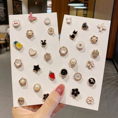 10Pcs Fashion Brooch Women Pin Clothes Decoration Anti-Exposure Buckle Cute Neckline Fastener Nail Pearl Button Accessory