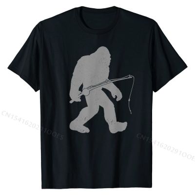 Bigfoot Funny Fisherman Gift Men Youth Boys T-Shirt Oversized Cool Top T-shirts Cotton Mens T Shirt Cool
