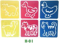 6PCS/LOT.Duck Chicken Dog animals drawing template stencil Kids art stencils Drawing board Kindergarten arts 14x15cm.18 design. Rulers  Stencils