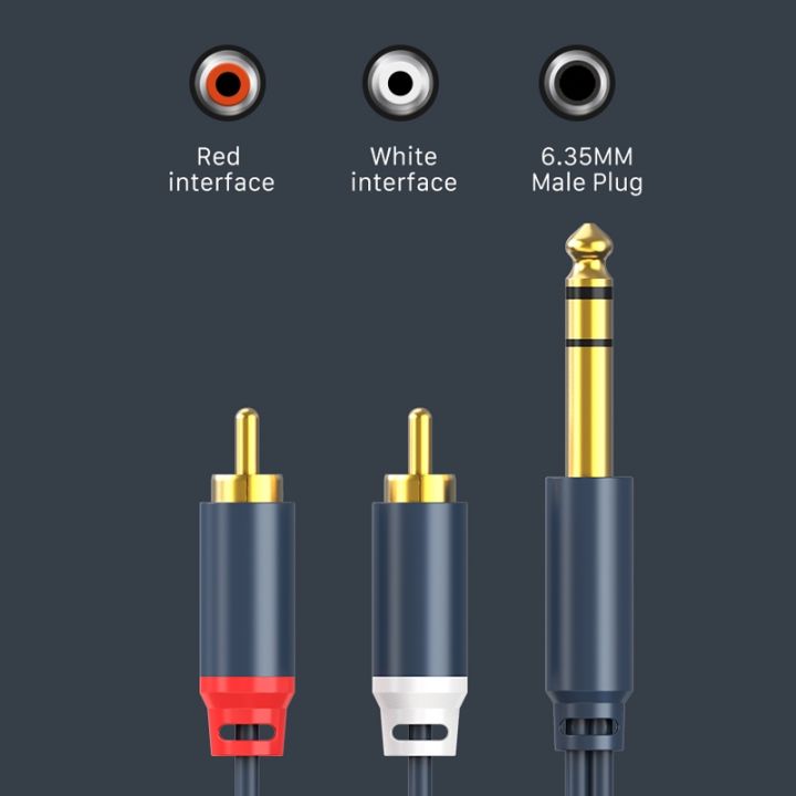cabletime-6-35mm-to-2-rca-jack-cable-male-to-male-stereo-cable-gold-plated-aux-audio-cable-for-music-amplifier-line-c218