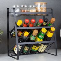 3 Tier Spice Seasoning Rack Free Standing Kitchen Spice Storage Modern Countertop Seasoning Organizer Space Bottle Rack Holder