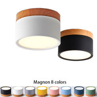 LED Down Light 7W 15W Macaroon เพดานอลูมิเนียม Nordic Wood Grain Spotlight ล็อบบี้ในร่มห้องนั่งเล่นห้องนอน *