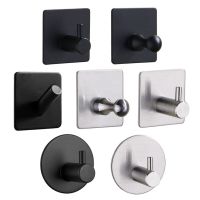 304 Black Robe Hooks Self Adhesive Wall Hook Multi-Purpose Bathroom Towel Handbag Clothes Key Hanger Hooks Home Storage Hook Picture Hangers Hooks