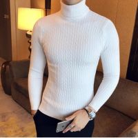 Turtleneck Sweater Mens Winter Warm Knit Sweater Classic Casual Long Sleeved Jacquard Sweater Sweaters