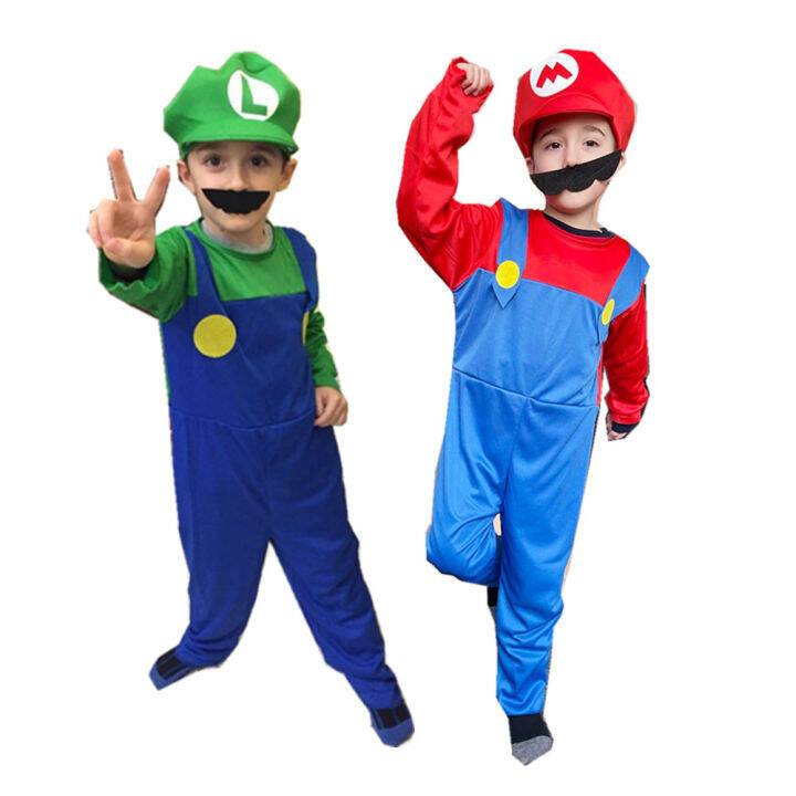 Super Mario Brother Cosplay Costume New Year Kids Bros Boys Children ...