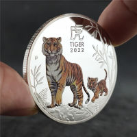 ทองเงินเหรียญ Tiger สัตว์ Non-สกุลเงินเหรียญปีชุบเหรียญ 1 Oz ทาสีเหรียญที่ระลึก CRAFT Collection 2022-sheguaecu