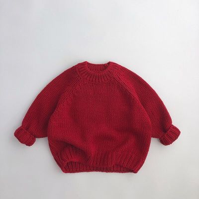 2022 China Red Autumn Winter Kids Sweater Pullover Sweater Children Clothing Cartoon Baby Boys Girls Cotton Baby Girls Costumes