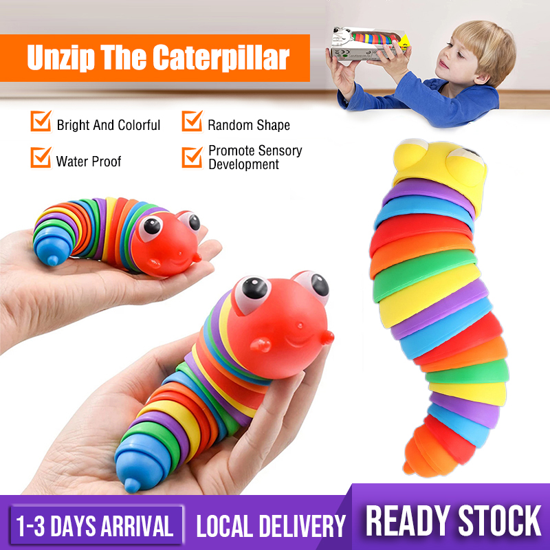 Sensor Baby Toys Rainbow Twisting Caterpillar Pop It Fidgetslig Stress Relieve Toys Compression Fidget Slug Toys Caterpill Toys