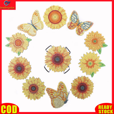 LeadingStar RC Authentic 10pcs Diy Diamond Painted Coaster Sunflower Butterfly Diamond Painting Craft Supplies For Beginners