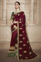 ( งานตัดตามไซร์)*SAREE FABRIC*:- VICHITRA SILK and work *BLOUSE FABRIC*:- BANGLORI SILK SAREE LENGTH: 5.5 MTR BLOUSE LENGTH: 0.80 MTR WORK: EMBROIDERY *WEIGHT*:-750 gm. India