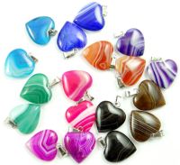 20MM Natural stone Quartz Crystal lapis opal Striped Agates Heart-shaped pendant diy Jewelry making necklace Accessories 12pcs